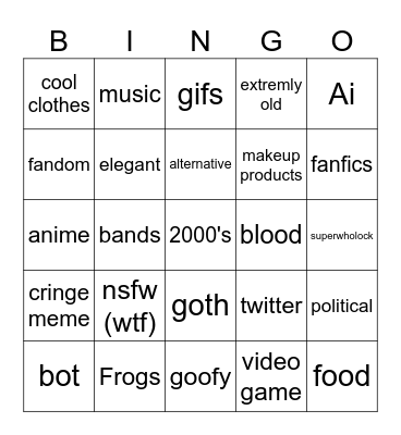 Tumblr Bingo Card