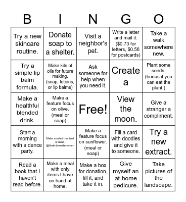 January 2025 Bingo Card