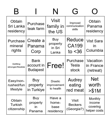 Live our Lives Fully Bingo Card