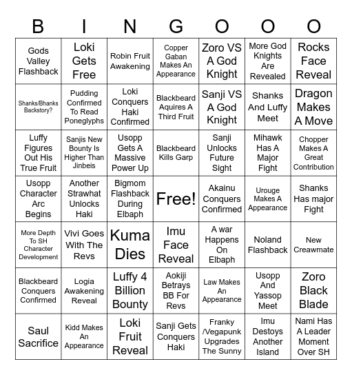 One Piece Elbaph/2025 Bingo Card