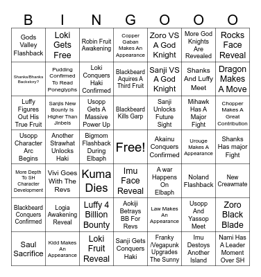 One Piece Elbaph/2025 Bingo Card