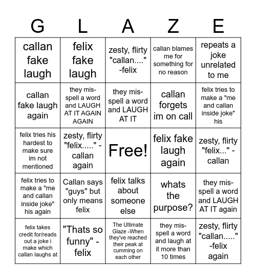 callan and felix bingo Card