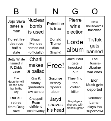 2025 Bingo Card