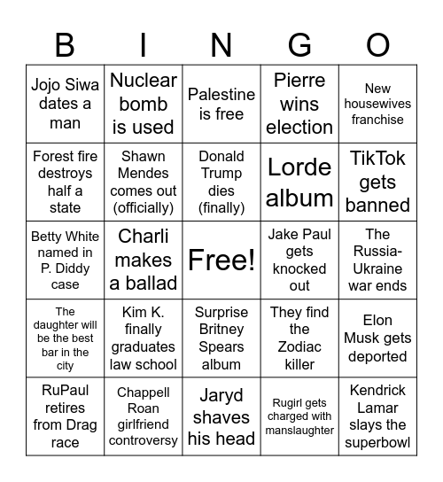 2025 Bingo Card