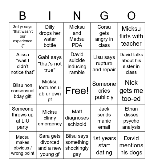 LIU BINGO Card