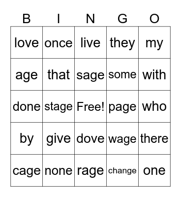 Bingo Card