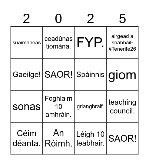 2025 biongó Bingo Card