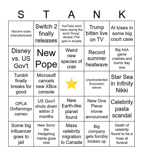 2025 Bingo Card