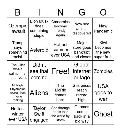 2025 Bingo Card