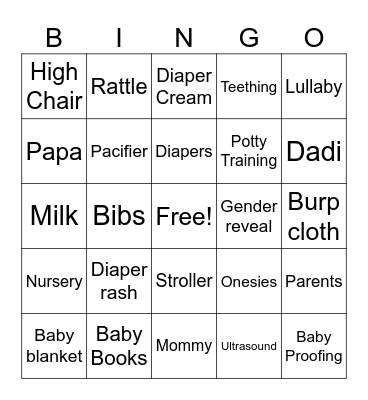 Brittany & Rohit's Baby Shower Bingo Card