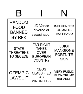 2025 Bingo Card