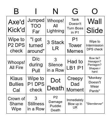 FRU Bingo Card