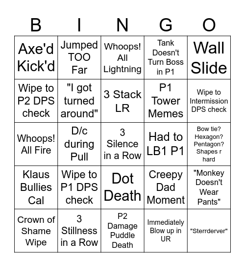 FRU Bingo Card