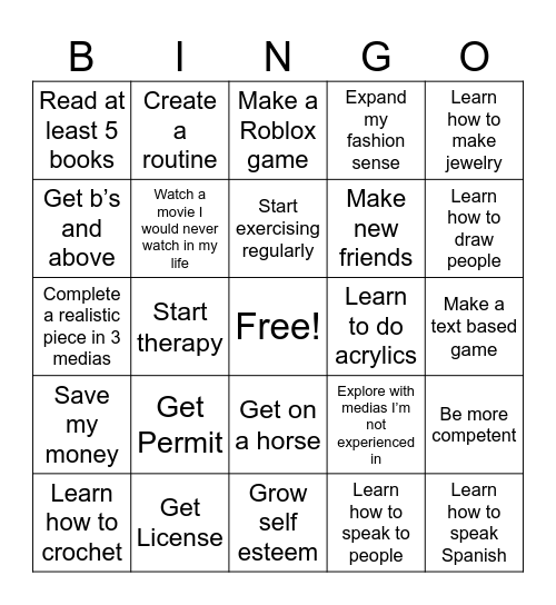 2025 Bingo Card