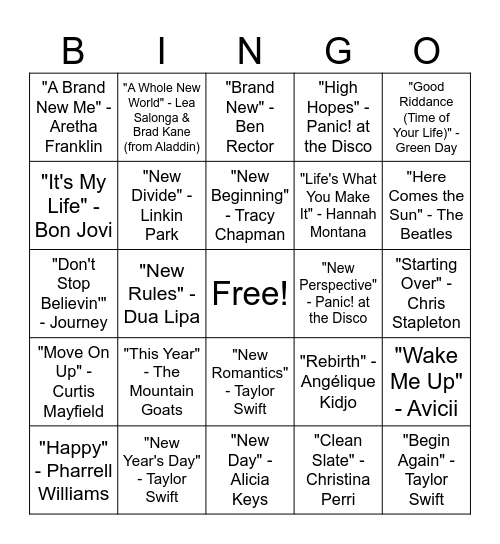 Happy 2025! Bingo Card