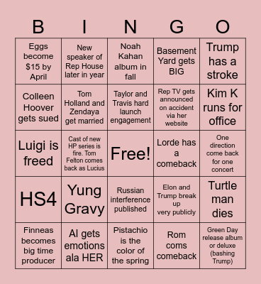 End of Times Bingo (2025) Bingo Card