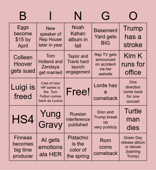 End of Times Bingo (2025) Bingo Card