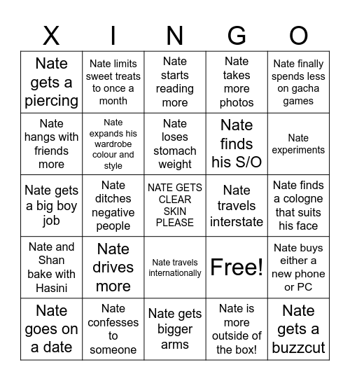 Nathan's Bingo 2025 Bingo Card