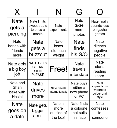 Nathan's Bingo 2025 Bingo Card