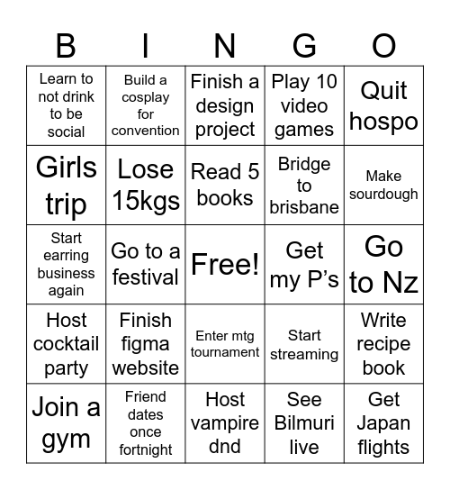 2025 Bingo Card