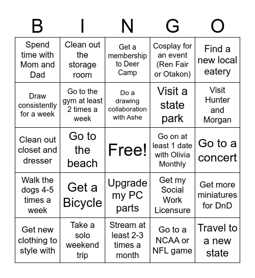 2025 Bingo Card Bingo Card