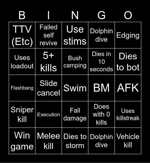 Warzone 2.0 bingo (Credits to: Big Puffer) Bingo Card