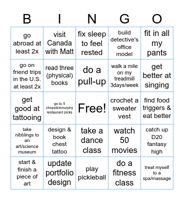 2025 Bingo Challenge Bingo Card