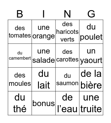 La pyramide alimentaire Bingo Card