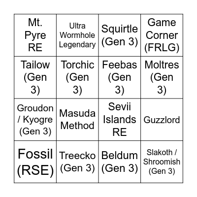 2025 Shiy Pokemon Bingo Card