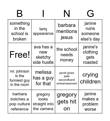 abbott elementary with jade :) Bingo Card