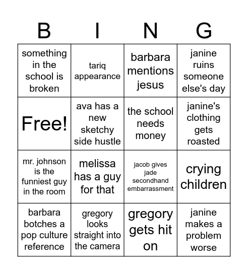 abbott elementary with jade :) Bingo Card