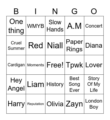 Music Bingo Card