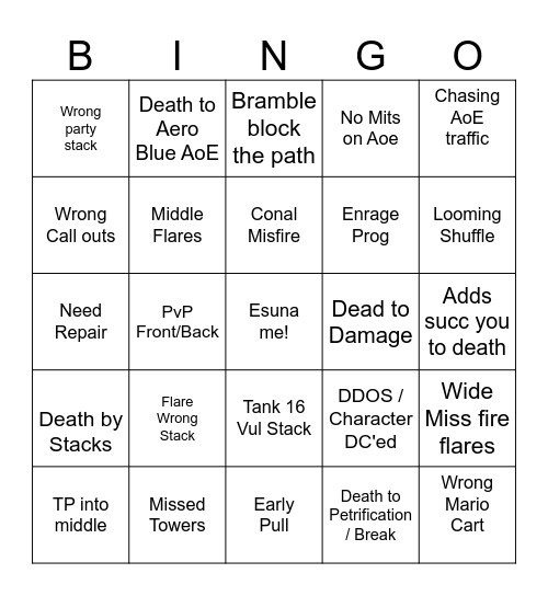 CodCar Bingo Card