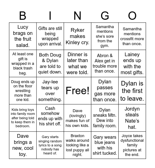 Christmas Bingo Card