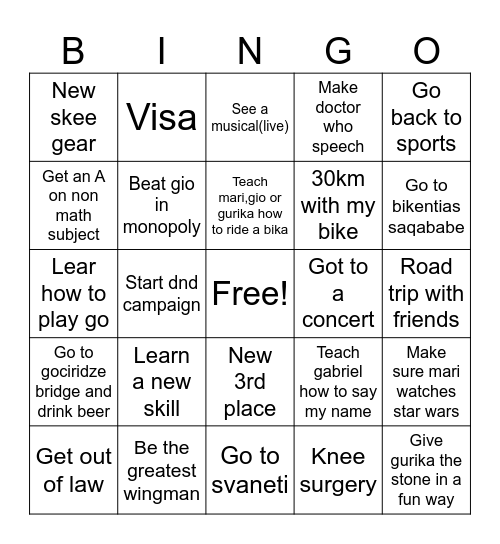 Jano 2025 Bingo Card