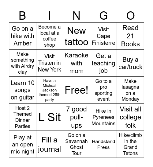 2025 Bingo Card