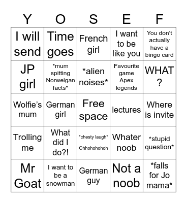 Autimus Prime Bingo Card