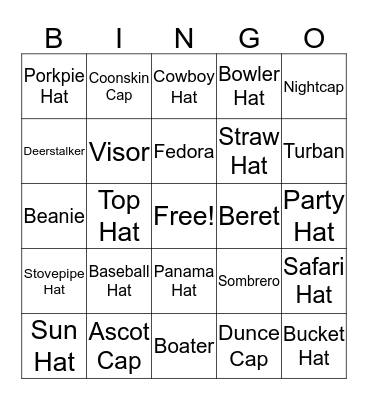 Hat BINGO Card