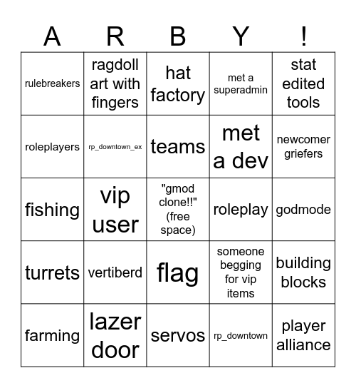 TCZ Bingo Card
