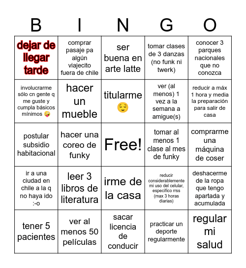 mi año Bingo Card