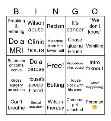 House Arrest Bingo Card