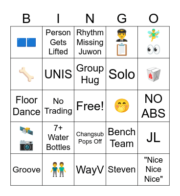 Universe League ep. 7 Bingo Card