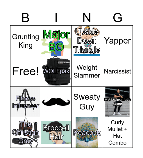 Golds Gym Fboy Bingo Card