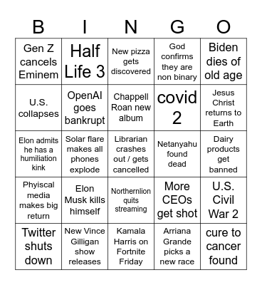 2025 Bingo Card Bingo Card