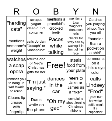 Robyn Bingo Card