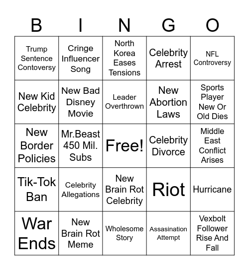 2026 Bingo Card