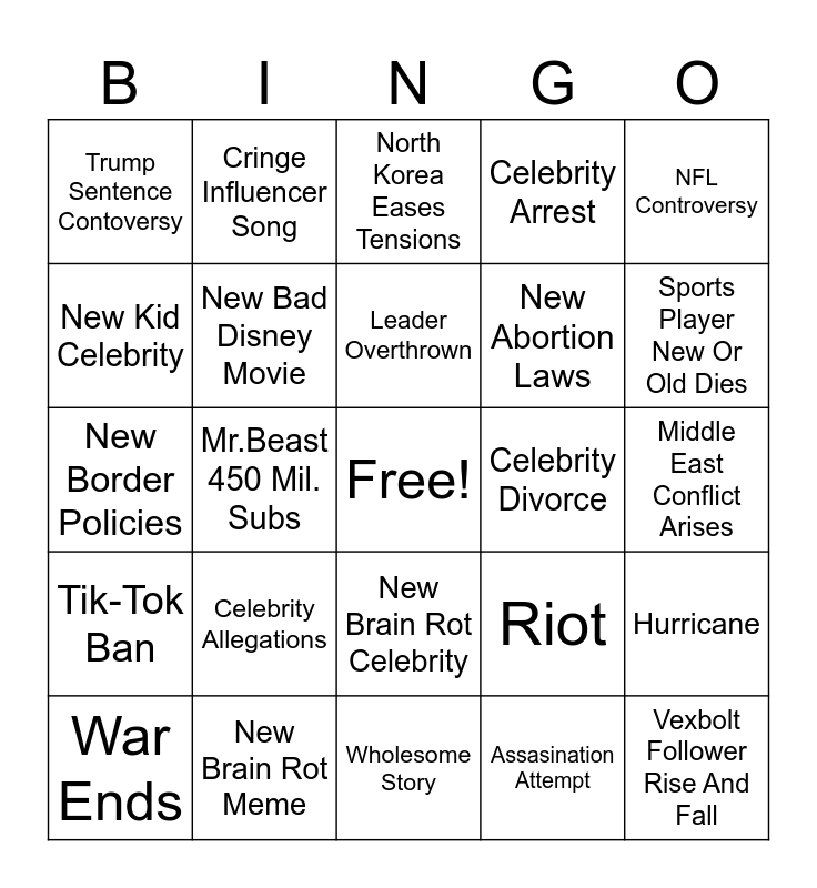2026 Bingo Card