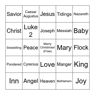 Christmas Bingo! Bingo Card