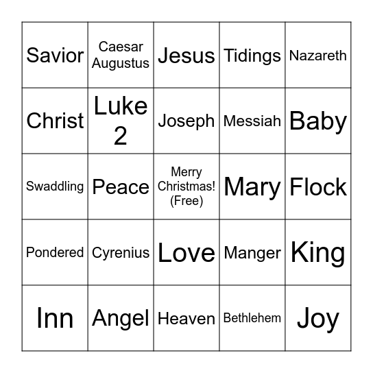 Christmas Bingo! Bingo Card