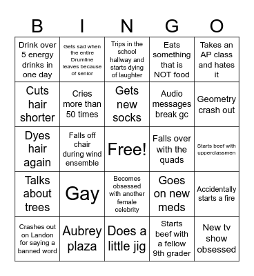 Ashton Bingo Card
